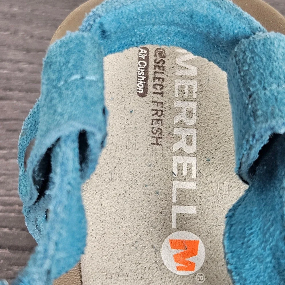 Merrell Womens Sz 8 Revalli Cross Dragonfly Blue Suede Wedge Sandals J22000